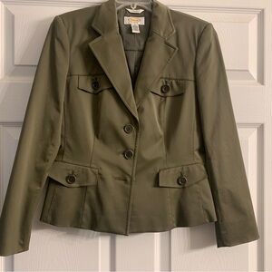 NWOT Talbots Stretch Olive Green Blazer Sz 2 Petite